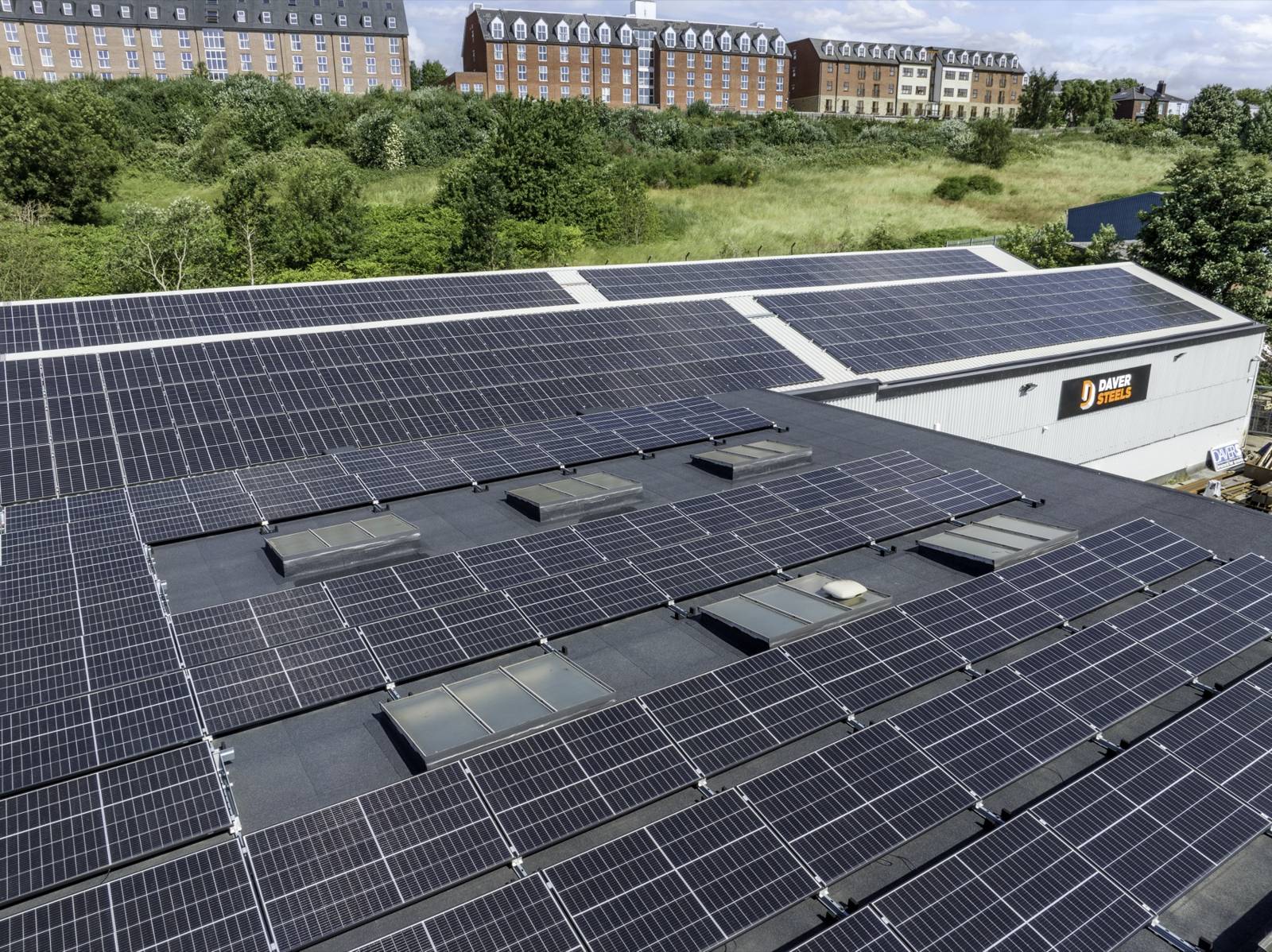 Solar panels on the Daver Steels factory roof